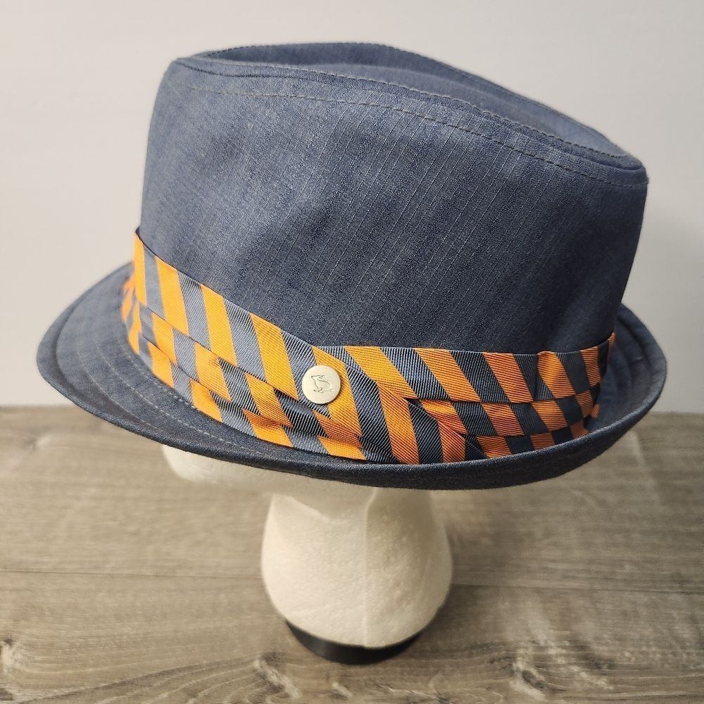 Peter‎ Grimm Mens Fedora Hat Charcoal Grey Size L/XL Orange Grey Hat Band Logo - Picture 3 of 11